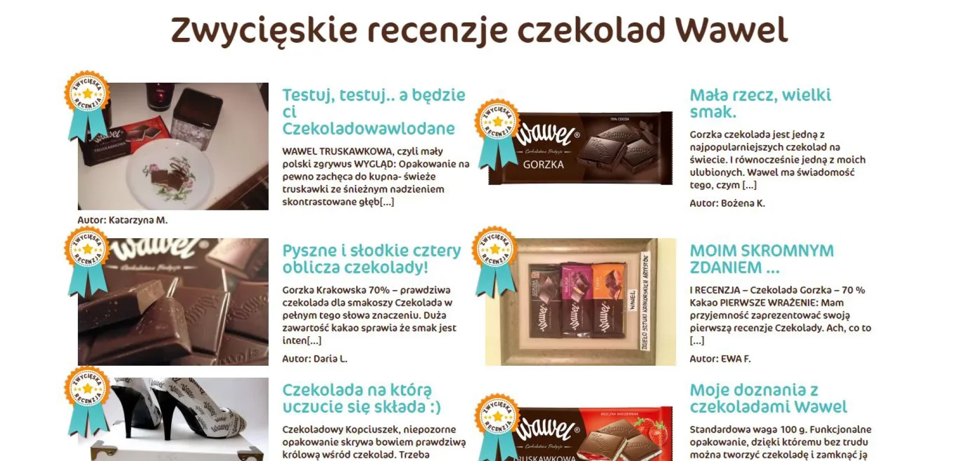 Słodkie recenzje - listy artykułów