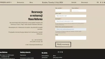 Nowa Reforma - strona internetowa restauracji