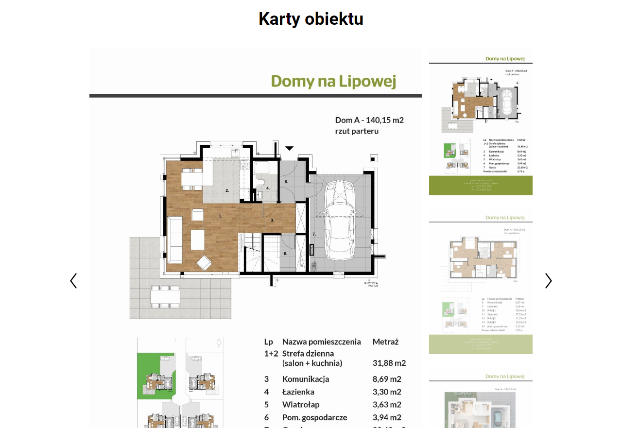 karta obiektu w postaci obrazu na stronie www.domdd.com.pl/domy-na-lipowej (realizacja Krakweb)