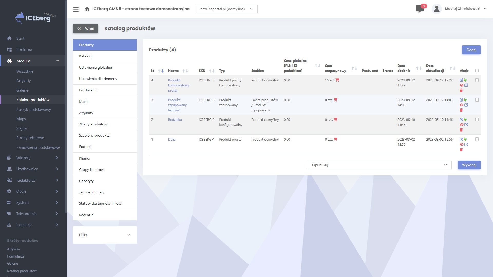 Katalog produkt&oacute;w ICEberg CMS 5