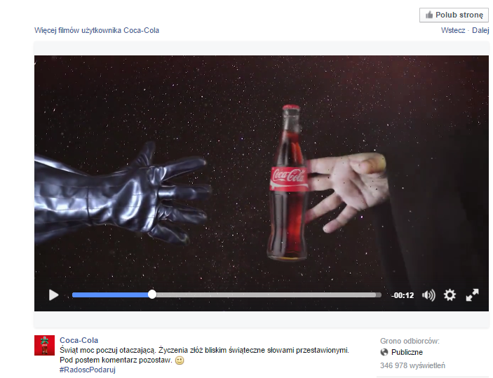 Zrzut fanpage Coca-Coli